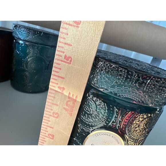 Leoben Spiced Cashmere 18oz Candle No 36 Soy Wax Blend Cut Glass Teal Jar 1-Wick - Picture 6 of 7